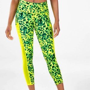 Fabletics On-the-Go High-Waisted Capri Size: L Color: Neon Sur